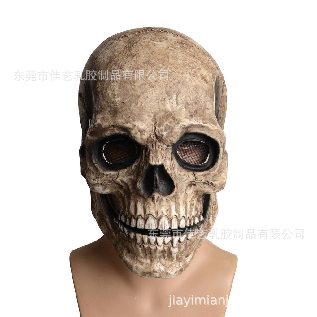 New Halloween Skull Mask with Moving Mouth Movable Jaw Skull Full Head Mask