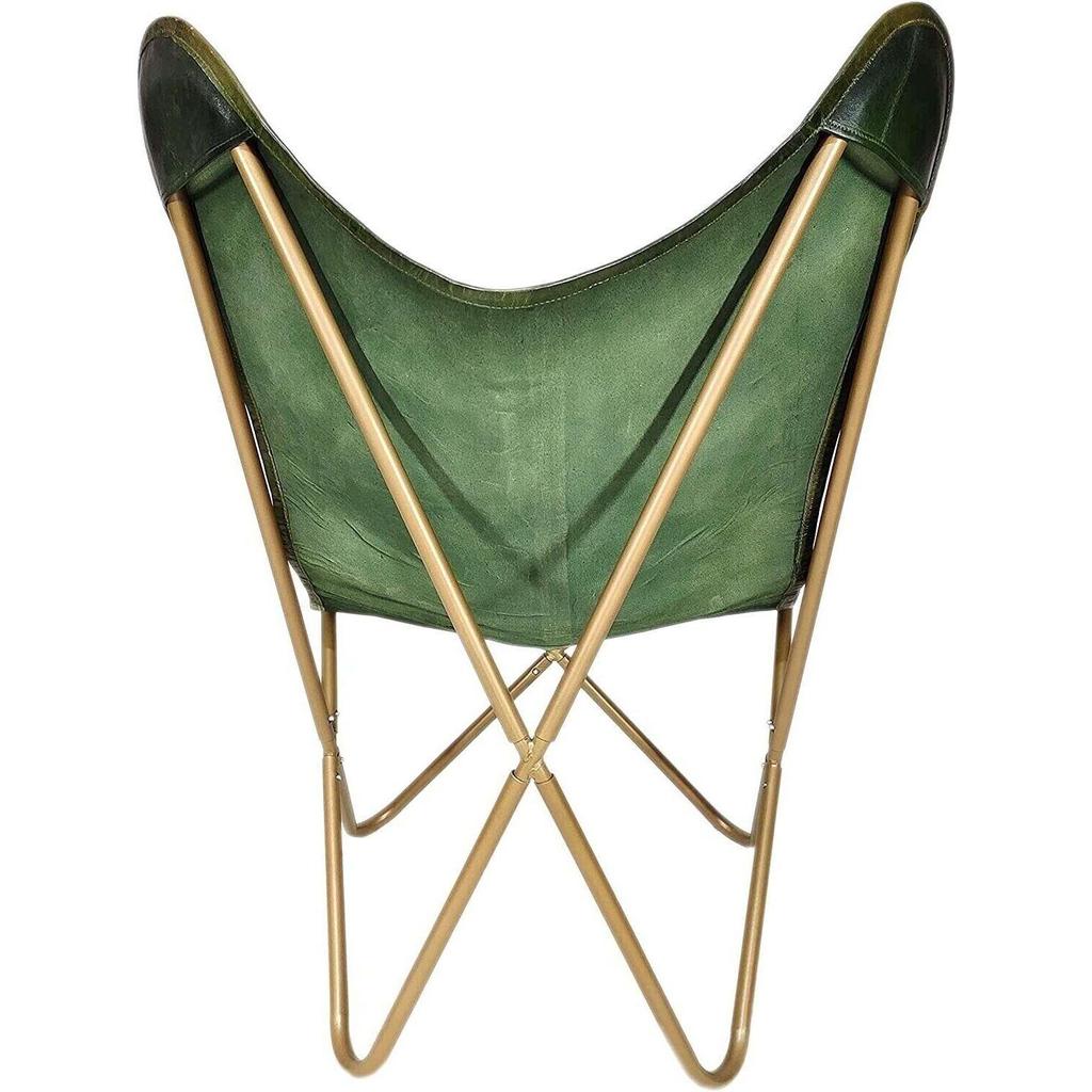 Зеленое кожаное кресло для отдыха Кожаное кресло-бабочка Акцент для домашнего декора в гостиной