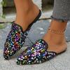 2024 Plus Size Ladies Shoes Closed Toe Women's Slippers Outdoor Casual Slippers Women Bling Mixed Colors Flat Women's Sandals