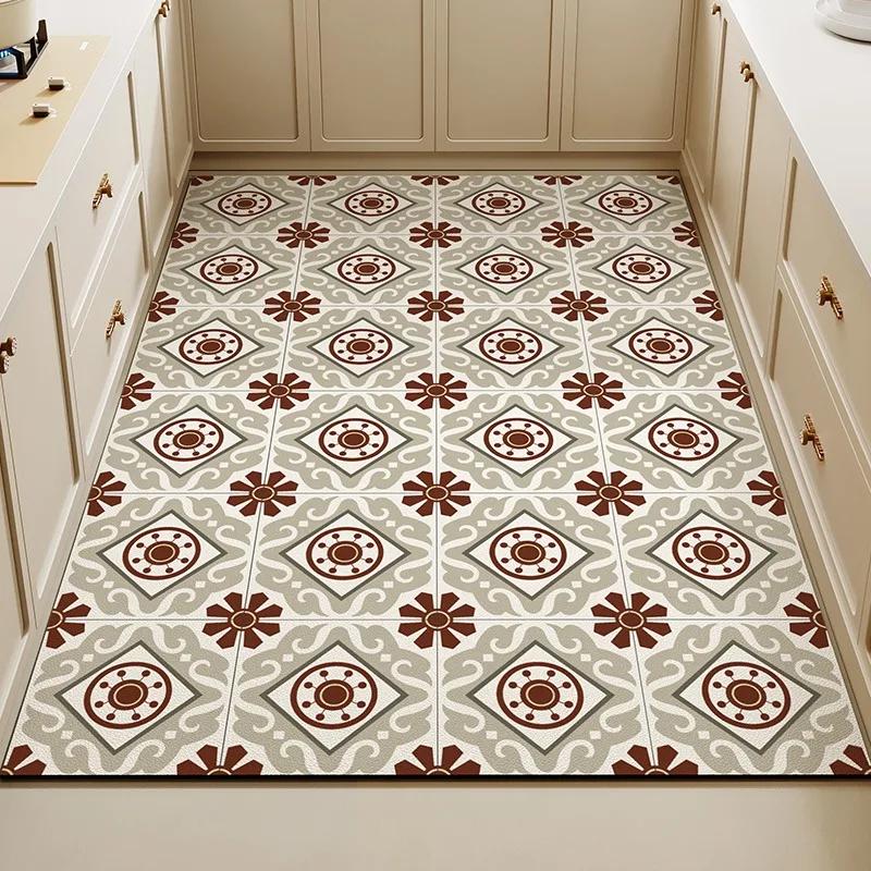 Коврик для кухни ПВХ коврик большого размера водонепроницаемые нескользящие ковры кожаные антимасляные коврики для ног ретро домашний декор ковер