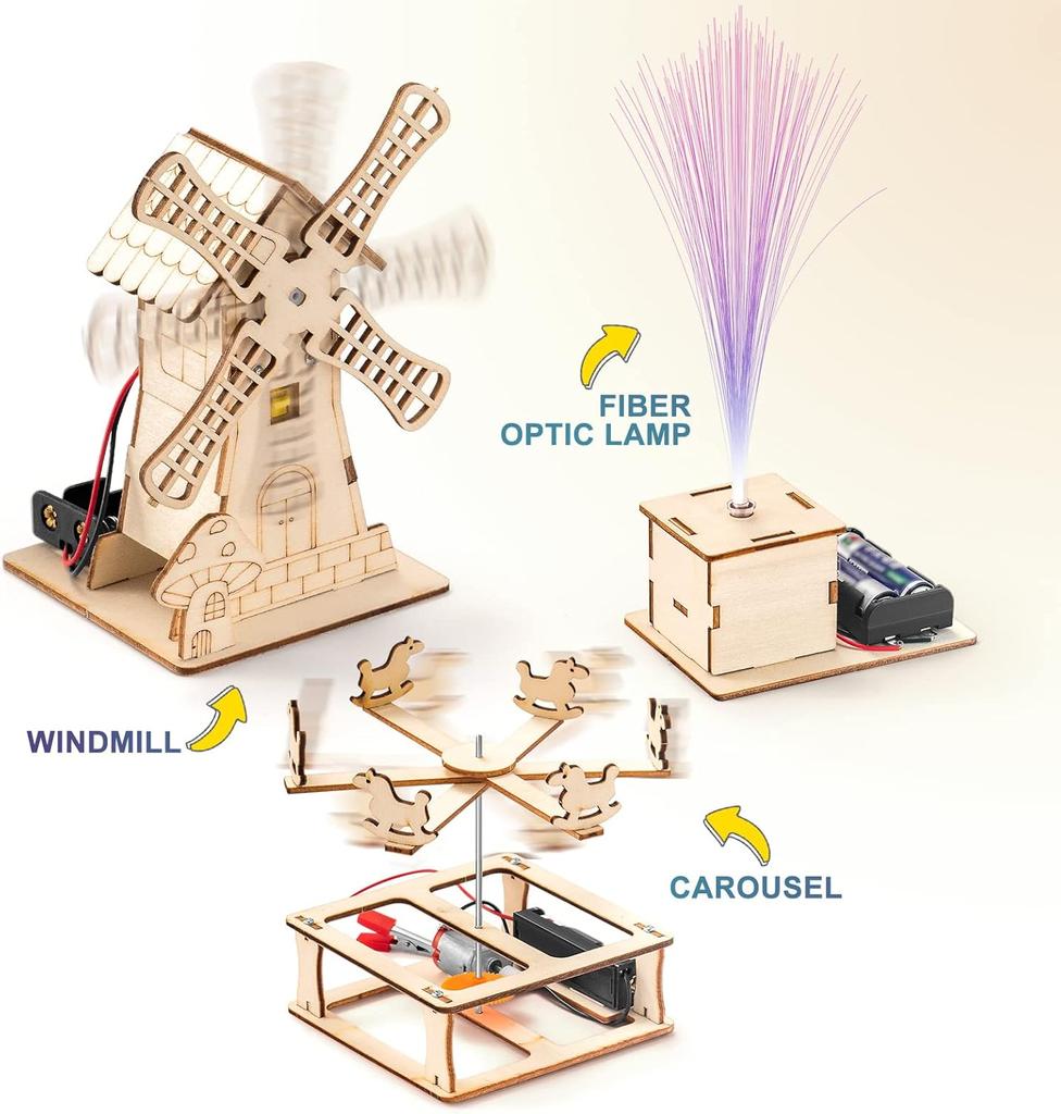 Wood Craft Kit STEM Kits DIY Science Building Projects 3D Wooden Puzzles Assembly Model Set Educational Toys for Boys & Girls