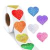 500 штук наклеек «Сверкающее сердце» 25 мм самоклеящиеся оберточные этикетки для запечатывания конвертов, открыток, свадебных и валентиновых принадлежностей