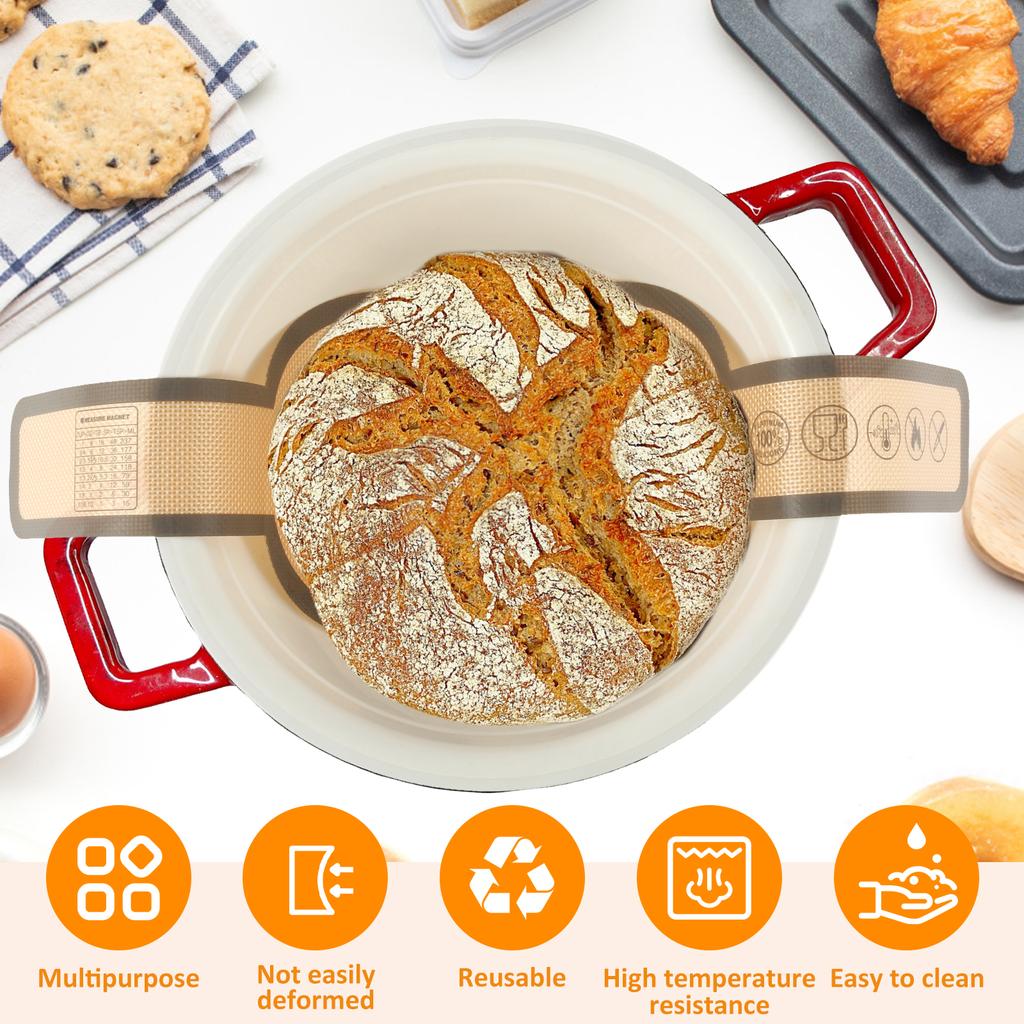 2 шт. силиконовый слинг для хлеба, антипригарный силиконовый коврик для выпечки, длинная ручка, термостойкий, слинг для хлеба на закваске, вкладыш для голландской духовки