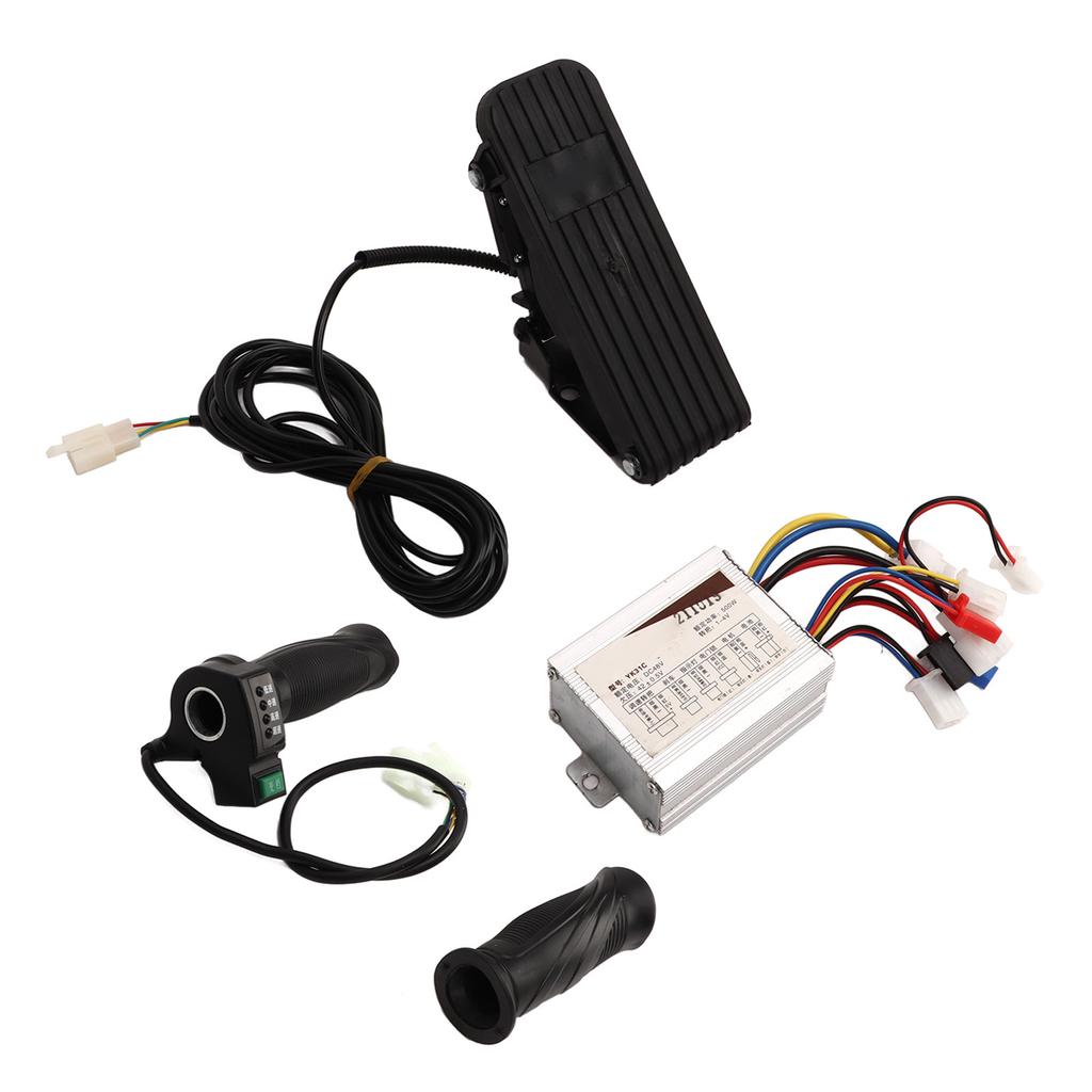48V 500W Electric Bicycle Brushed Controller Electric Bike Conversion Kit with 4 Speed Throttle Grip Throttle Pedal
