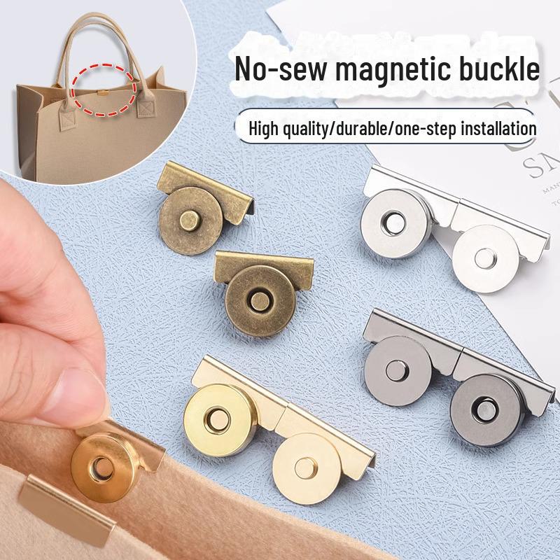 Прочная магнитная металлическая пряжка для сумок: Фиксация без шитья, совместимость с кожей и тканью, скрытая магнитная кнопка