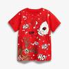 Children's Santa Claus Printed New Year T-Shirts Kids Unisex Comfortable Fashion Top Short Sleeve