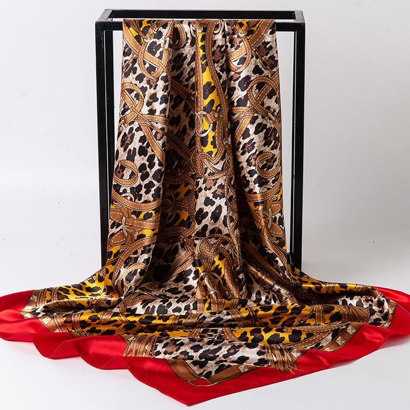 Spring/Summer New Women'S Silk Scarf 90 * 90cm Simulated Silk Twill Square Scarf Fashion Printed Large Square Scarf Professional Scarf
