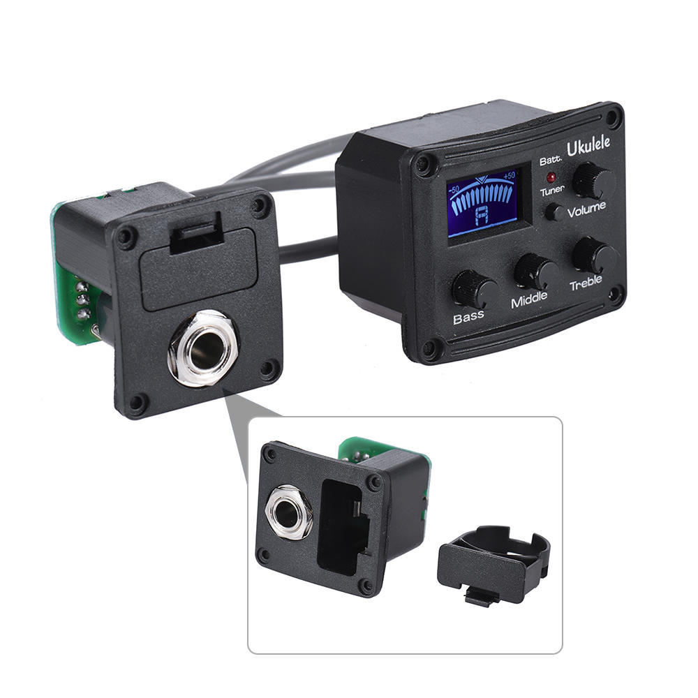 Ukulele Ukelele Uke Piezo Pickup Preamp 3-Band EQ Equalizer Tuner System with LCD Display