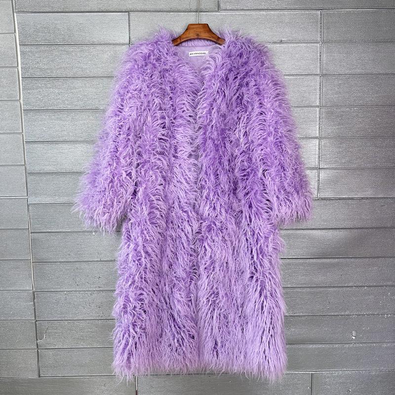 Источник Имитация меха мех пляжная шерсть удлиненная шерстяная куртка цвет колено длинный