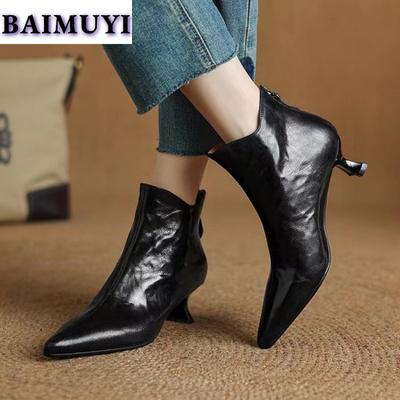 Сексуальные женские ботильоны с острым носком на шпильках, кожаные ботинки, зима 2025 года, новые зимние ботинки «Челси», гладиаторские ботинки в стиле ретро, женские ботинки