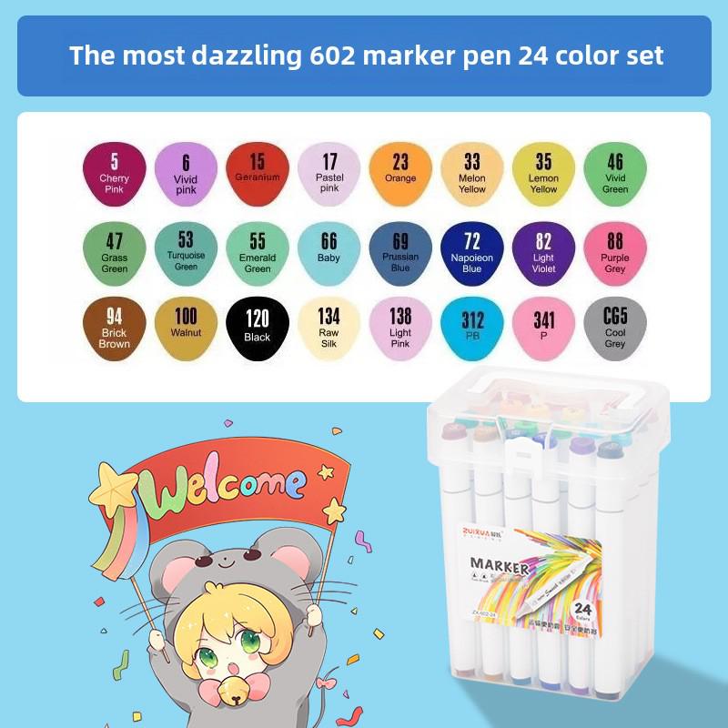 Набор из 48 спиртовых маркеров с двумя наконечниками для студентов и анимационного дизайна