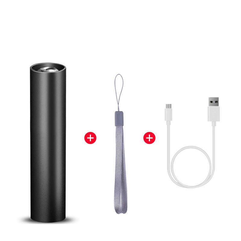 Мини-телескопический зум-фонарик 3 режима света, USB-перезаряжаемый, водонепроницаемый, мощный, для улицы, портативный фонарь