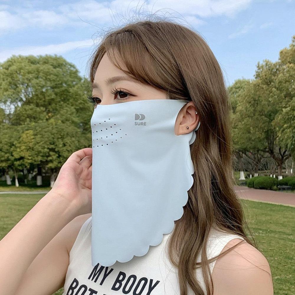 Summer Face Scarves Sunscreen Mask Solid Color Sunscreen Face Scarf Elastic Neck Wrap Cover Women