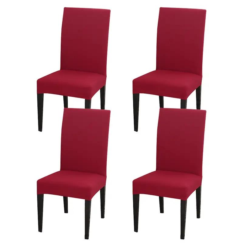 4шт/6шт Четыре сезона однотонные эластичные чехлы на стулья для дома, отеля и ресторана