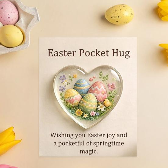 Пасхальный карманный обнимашка с поздравительной открыткой в форме сердца любви, кролик, яйцо, овечка, цветок, карманный обнимашка, жетон, памятный подарок для праздничной вечеринки