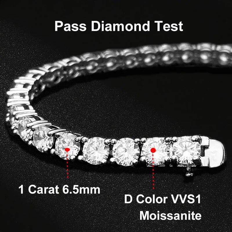 D цвет 6,5 мм муассанит теннисное ожерелье браслет для женщин и мужчин стерлингового серебра 925 пробы с бриллиантами на шею с сертификатом GRA