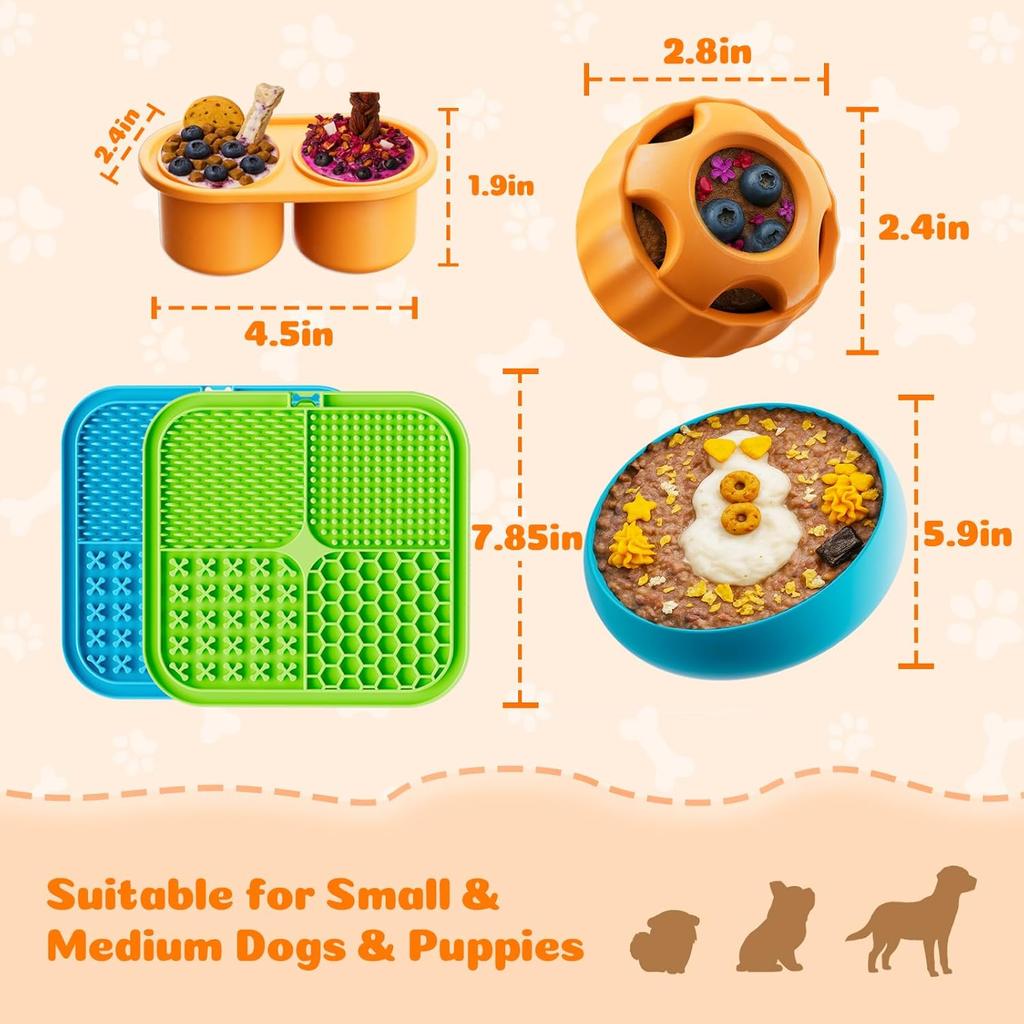 KILIN Dog Enrichment Toys 6 Pack - Dog Toys to Keep Them Busy, Lick Mat, Ball & Bowl with Peanut Butter, Frozen Treat Puzzle Dispenser for Anxiety