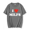 Модные Унисекс Футболки с Принтом I Love MILFS I Heart Hot Moms Мужские Женские Оверсайз Повседневная Футболка Харадзюку Футболка Стритвир