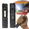 LED Ultra Slim Flashlight with Pen Clip Mini Camping Light IPX44 Waterproof Portable Pocket Flashlight 1200LM for Outdoor Hiking
