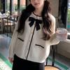 New Fashion Long Sleeve Elegant Knitted Cardigan Sweater Women Autumn Winter Bow Tie Casual Knitwear Cardigans Female Round Neck Loose Sweaters 24827
