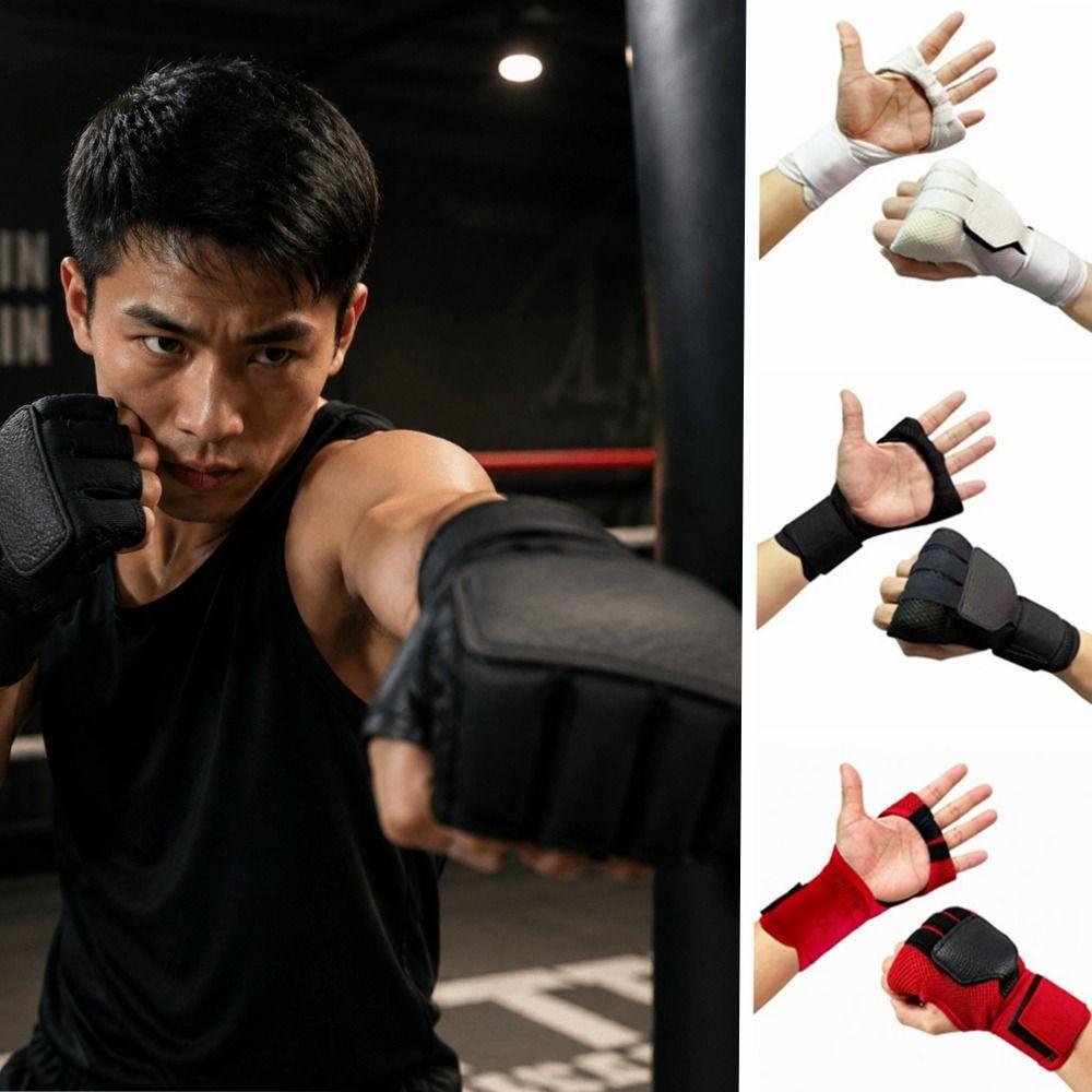 Polyester Boxing Gloves Shock Absorb Sparring Mitt Quick Fasten Training Guard Kickboxing Match