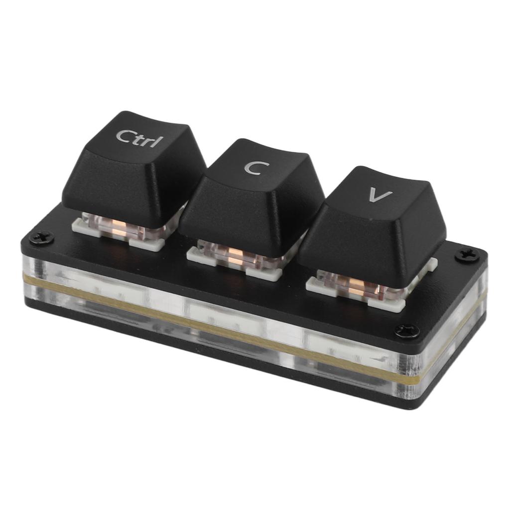 3 Key Mini Keypad Red Switch Hot Swappable Colorful Backlight DIY Custom Programmable USB One