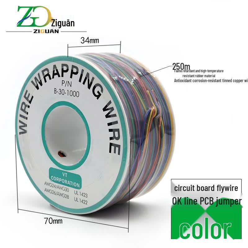 ZIGUAN 30AWG OK Wire Single-Core Copper for PCB Jumpers, 250m