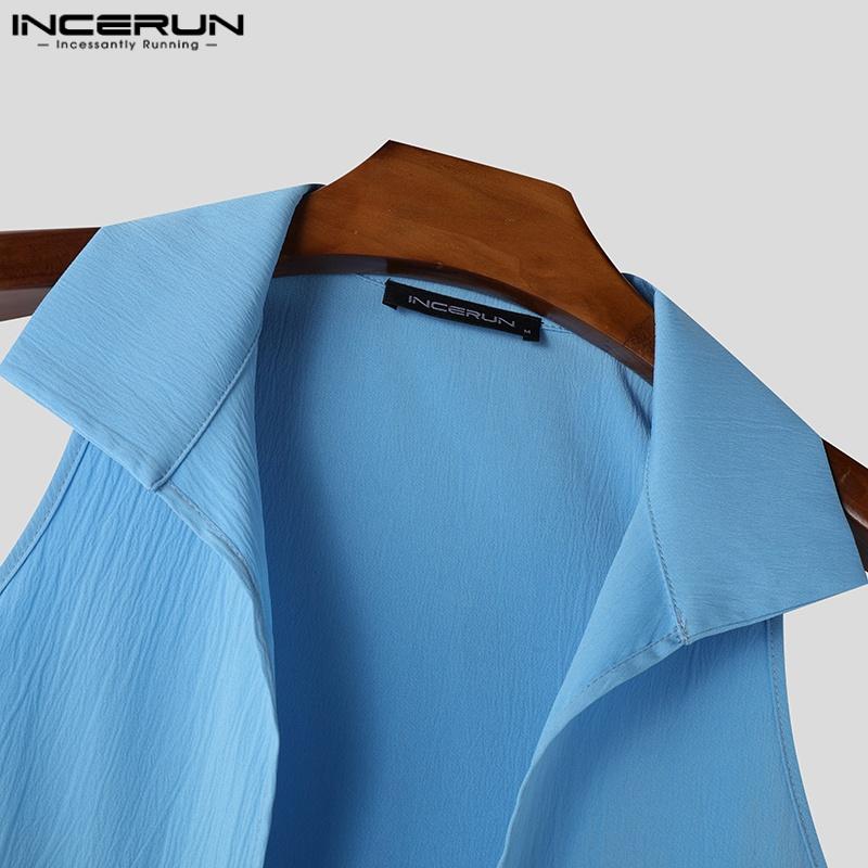 INCERUN Летний мужской кардиган без рукавов с открытым передом свободного покроя с длинными рукавами