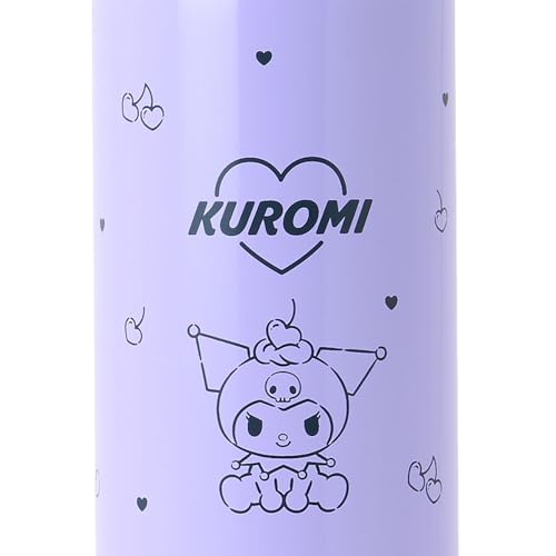 Sanrio 2-Way Stainless Steel Bottle, Kuromi, for Kids, Insulates Hot or Cold Drinks, Capacity: 620mL (Cup), 670mL (Direct Cap), Includes Name Space, P