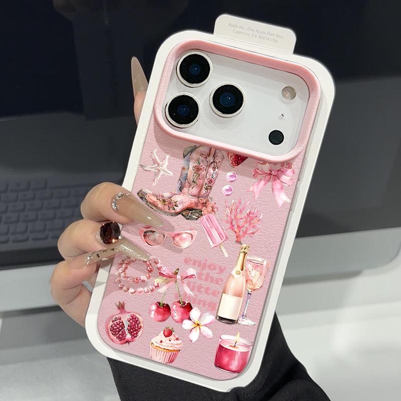 Чехол для телефона из ТПУ с текстурой кожи для iPhone 17 17e 16e 16 15 Pro Max 14 13 Pro Max 11 С рисунком в виде бантика Мягкая силиконовая задняя крышка
