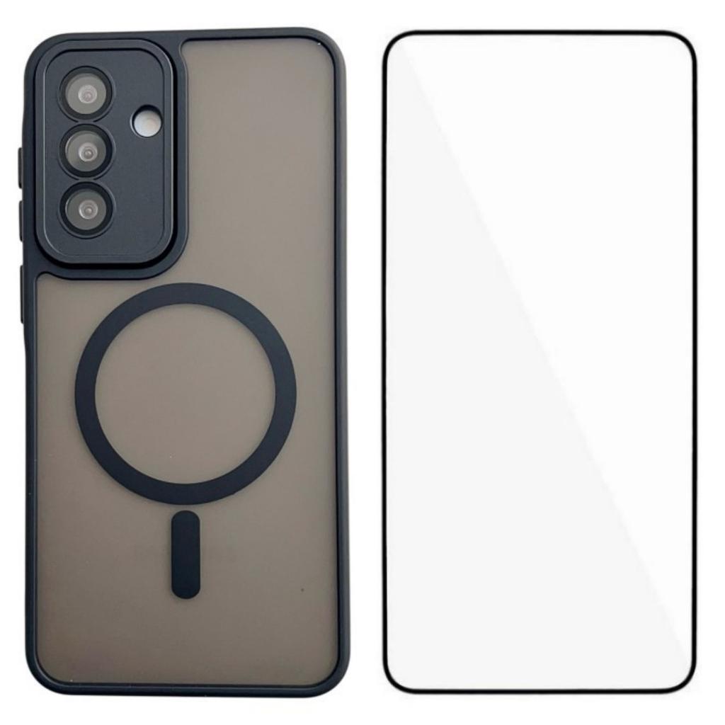 Для Samsung Galaxy A35 5G Магнитный чехол WANLONFENG Серия QB PC TPU Чехол для телефона с защитной пленкой для экрана