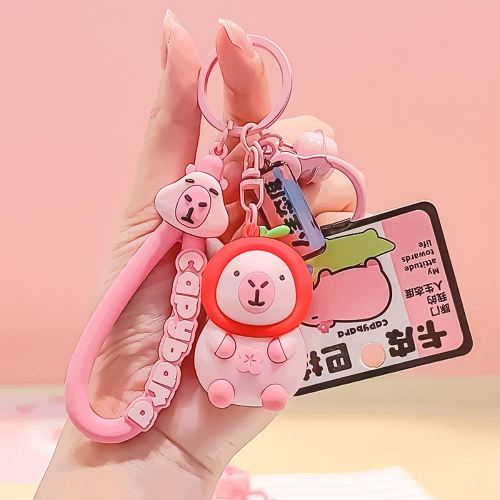Фруктовый головной убор Розовый брелок Капибара Оранжевый Розовый брелок Капибара Мультяшный брелок Капибара Дети