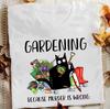 Summer Unisex Fashion Tshirts Funny Gardening Because Murder Is Wrong Black Cat Graphic Tshirt Vintage Ladies Tee Female Shirt