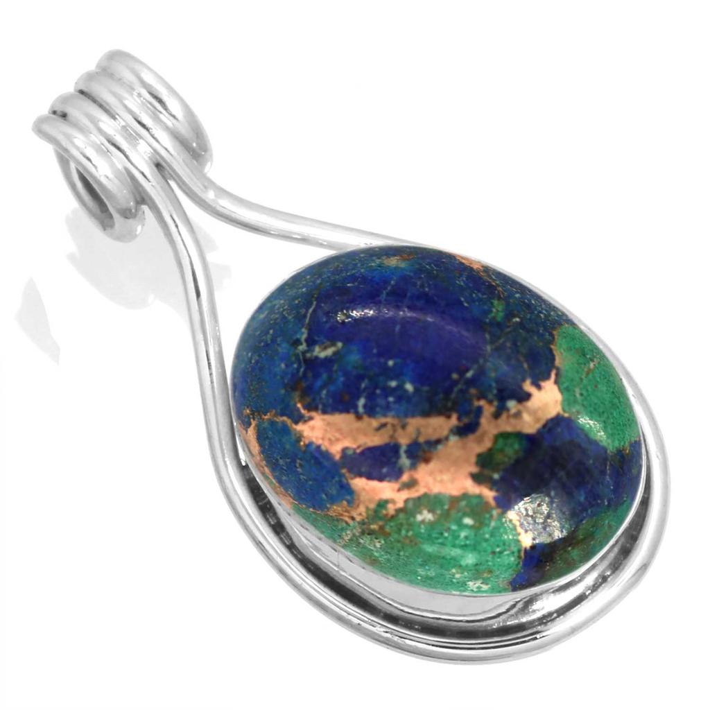 Кулон из стерлингового серебра 925 пробы для женщин, драгоценный камень, ручная работа, ювелирные изделия, пасхальный подарок, амазонит, ангелит, голубой опал, ботсванский агат, мохавский азурит, хризоколла, мода