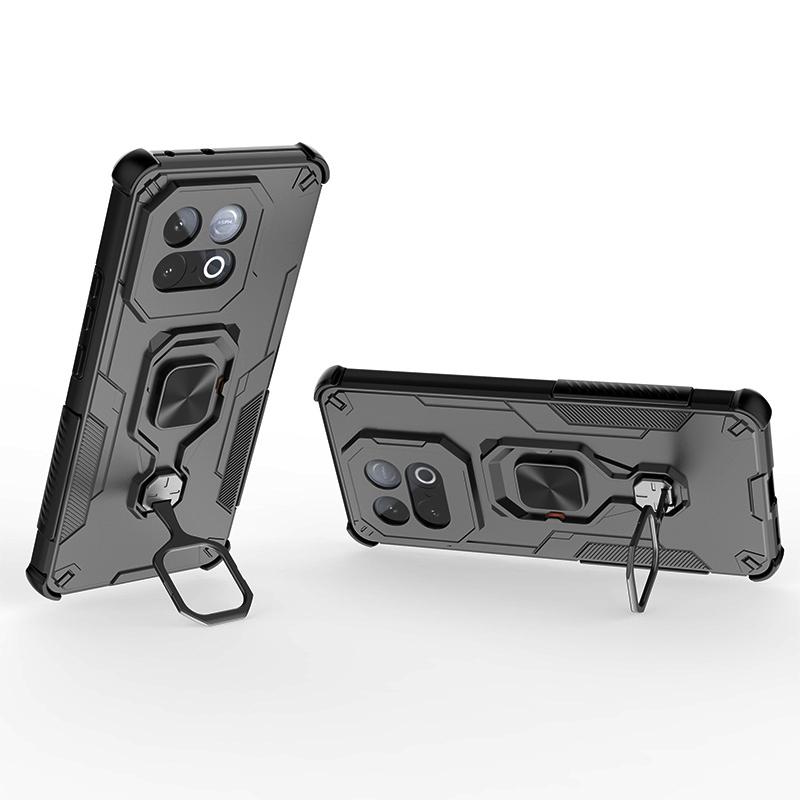 KEYSION Противоударный бронированный чехол для IQOO Z10 Turbo 5G Силикон+ПК Вертикальная металлическая подставка-кольцо для телефона для IQOO Z10 Turbo Pro
