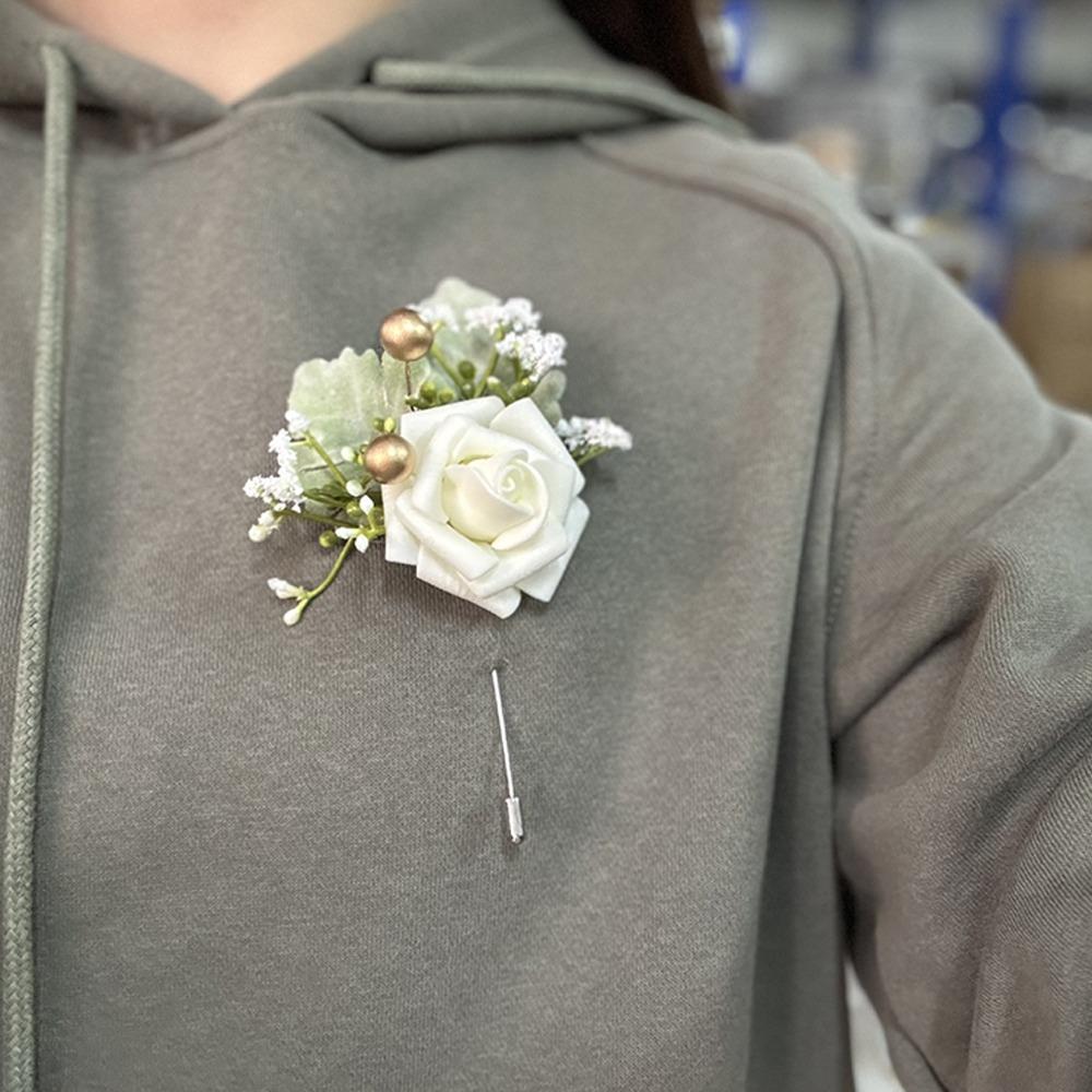 Искусственная свадебная бутоньерка, украшение для вечеринки, цветок в петлицу, корсаж, свадебные аксессуары