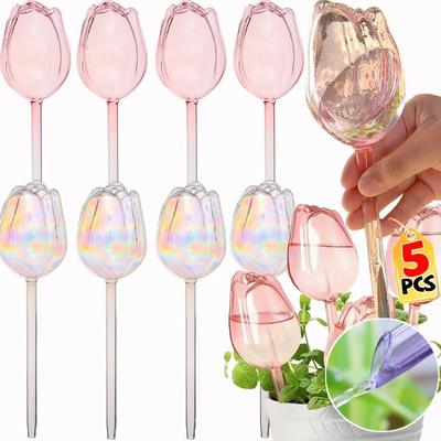 1/3/5 шт. Стеклянная автоматическая поилка в форме цветка тюльпана, капельница для полива растений, легкое устройство для комнатных растений и сада, система капельного полива