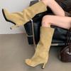 Fashion Winter Street Style Round Toe Women Knee-High Boots Concise Punk Style Thin High Heels Shoes Female Long Booties