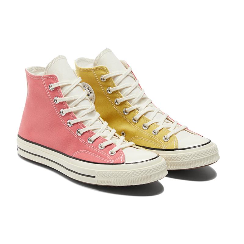 Converse Chuck Taylor All Star 70 Hi Гибридная текстура Золотой Сатурн Удобные и универсальные высокие парусиновые кеды Унисекс Светло-желтый Розовый