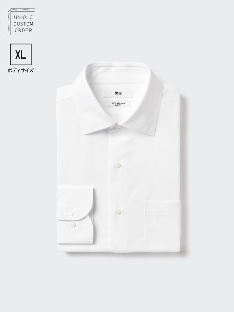 Uniqlo Приталенная рубашка Супер не мнущаяся Полуширокий длинный рукав XL