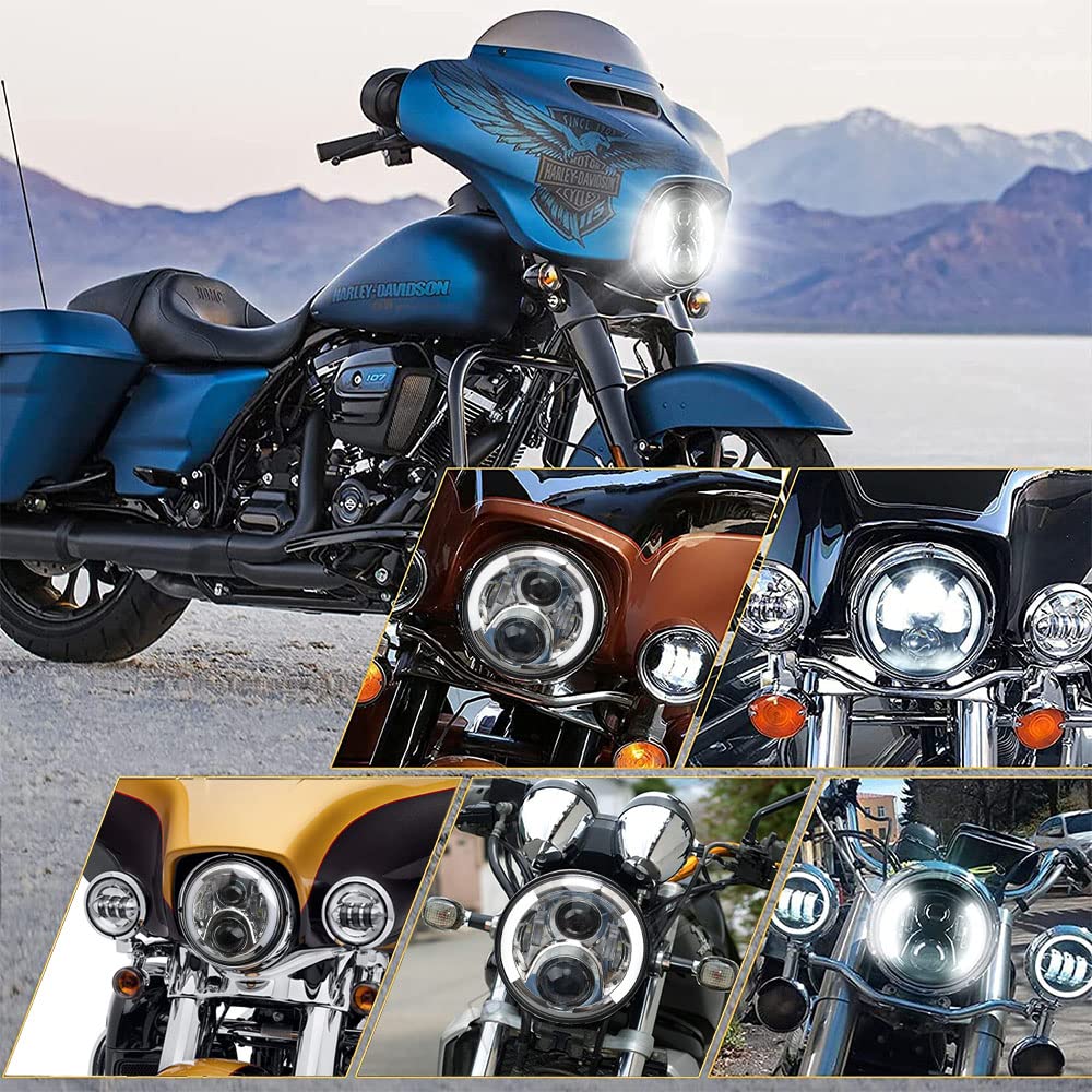 Светодиодная фара Largoods, 7 дюймов, фара Harley Wrangler, 5 режимов, поворотник, светодиодный противотуманный фонарь, водонепроницаемый, высокая яркость с DRL HI/LO