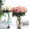 9 Heads Silk Cloth Burnt Orange Rose Bouquet for Wedding Home Party Christmas Decoration Bouquet Artificial Decorative Flowers