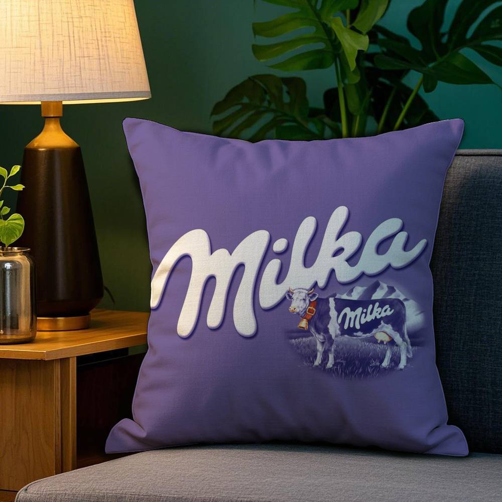 Смешная фиолетовая наволочка Milka, плюшевая ткань, мягкая, с двусторонним принтом, чехол на диванную подушку, наволочки для декоративных подушек