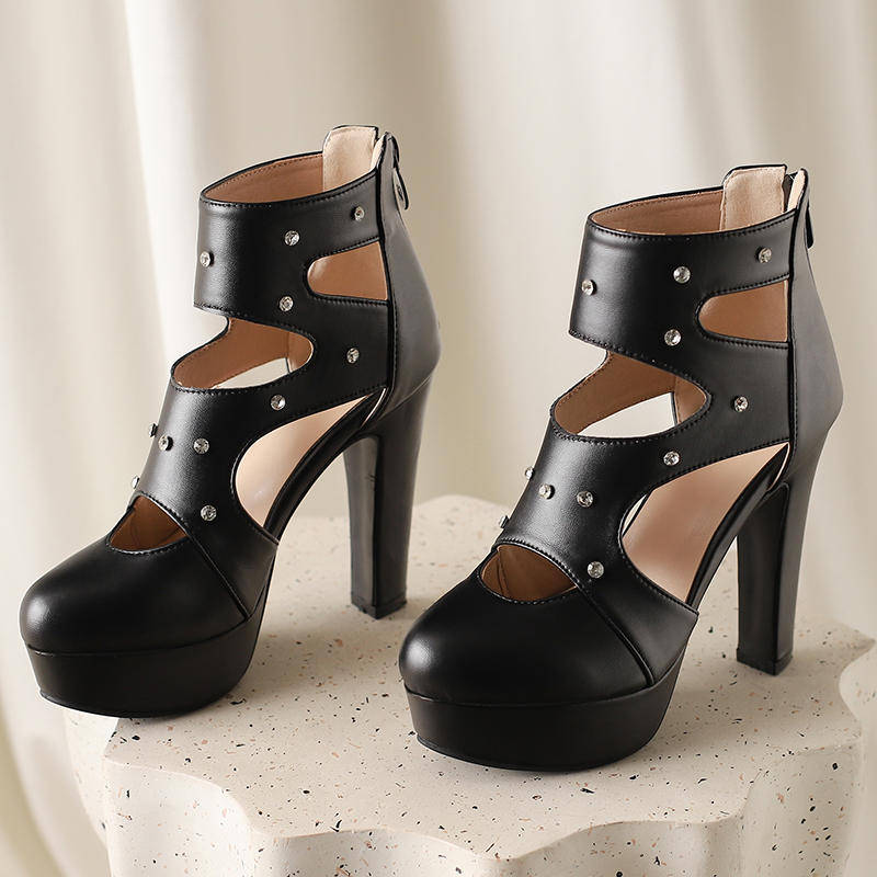 Женские босоножки на высоком каблуке весна и лето новые в европейском и американском стиле водонепроницаемые римские сандалии на толстом каблуке большого размера