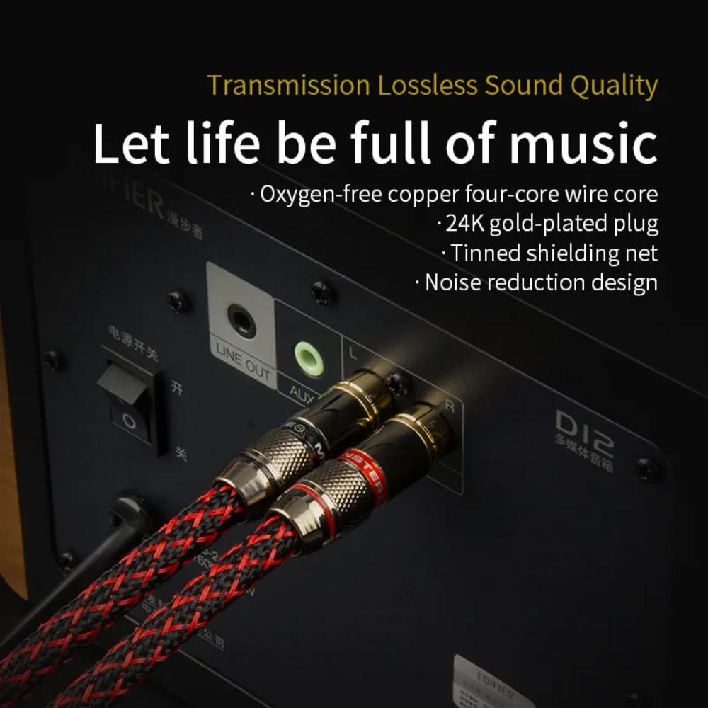 1 Pair RCA Audio Cable 2 RCA To 2 RCA Interconnect Cables HIFI Stereo 4N OFC Male To Male For Amplifier DAC TV Car Audio