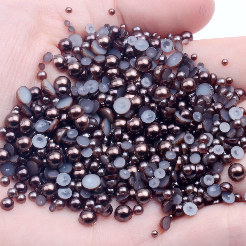 8mm Flat-Bottom Half-Round Imitation Pearls Beads, 100-Pack - DIY Rhinestone Mobile Case Accessories