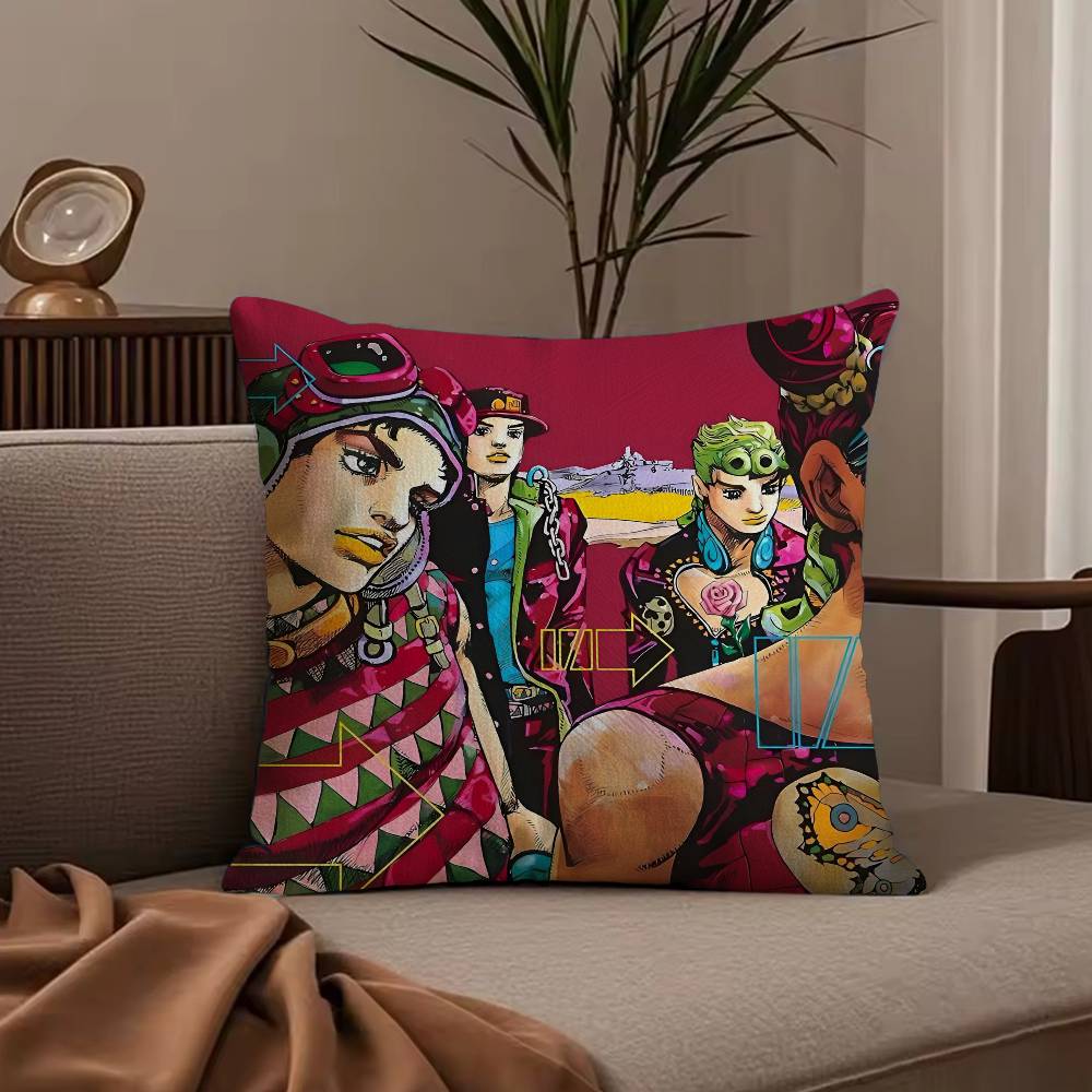 Чехол на подушку с принтом из аниме JoJo Family, пылезащитный чехол на подушку, скрытая молния, шелковистый короткий плюш, чехол на диванную подушку
