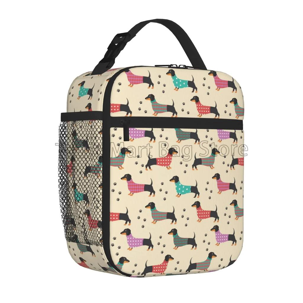 Такса Собака Принт Многоразовая Изолированная Сумка-Охладитель Для Обеда Термальная Сумка-Холодильник Bento для Мужчин Женщин Офиса Пешего Туризма Кемпинга Пикника Пляжа