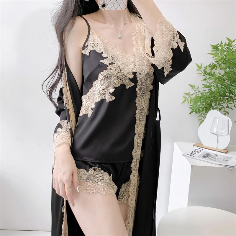 Пижамный комплект, одежда для отдыха, кружевной свадебный банный халат, шорты, костюм, сексуальная женская одежда для сна, летние атласные пижамы, домашняя одежда