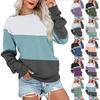 Женская модная повседневная блузка с длинным рукавом и круглым вырезом, цветной пуловер, топ, блузка